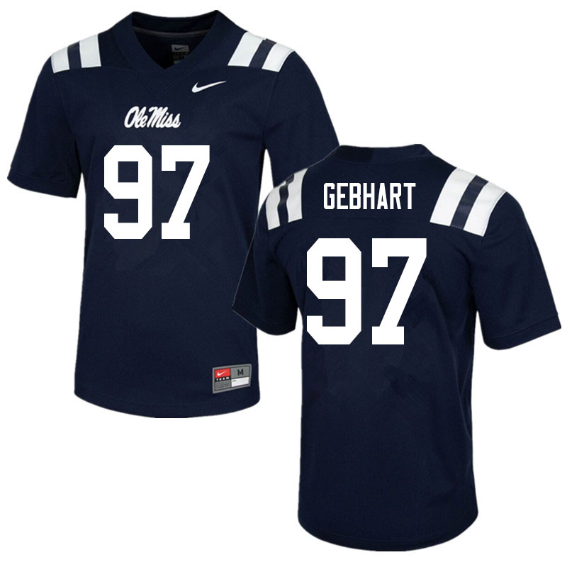 Men #97 Land Gebhart Ole Miss Rebels College Football Jerseys Sale-Navy